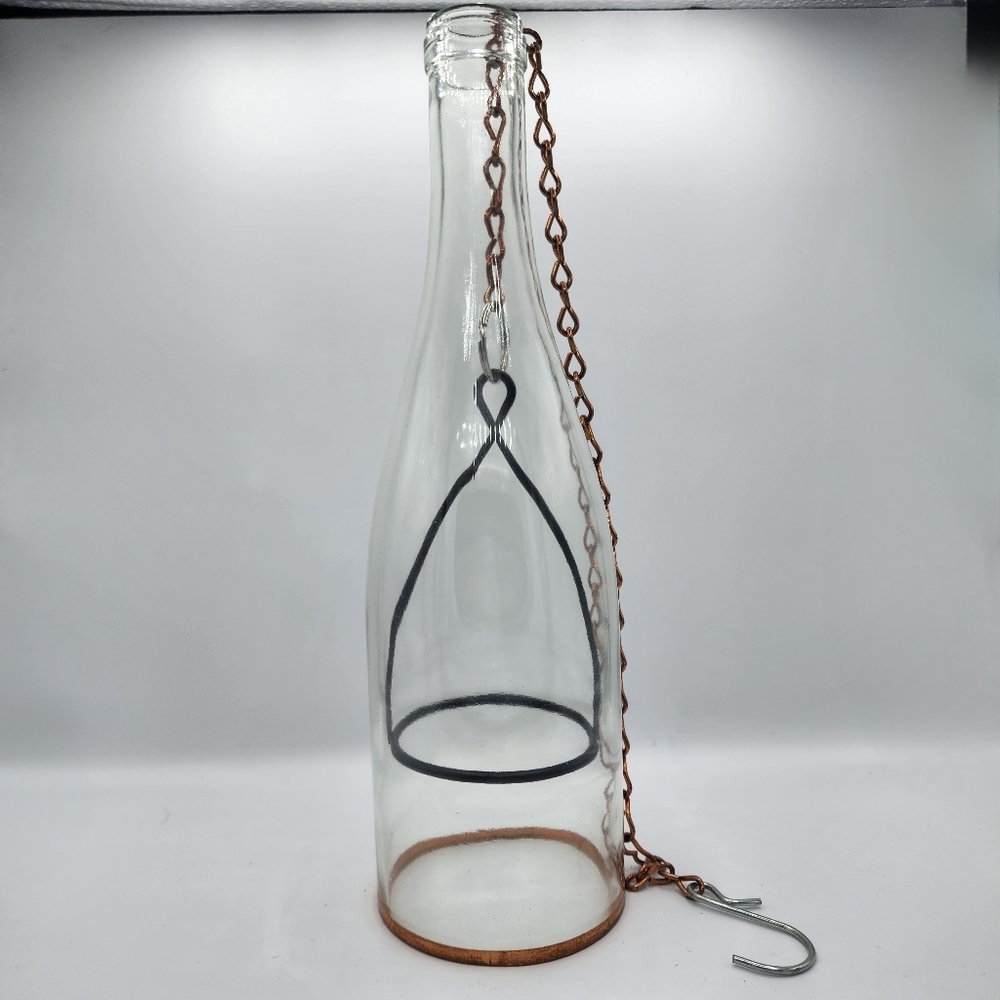Wine Bottle Hanging Lantern With Votive Holder, Clear